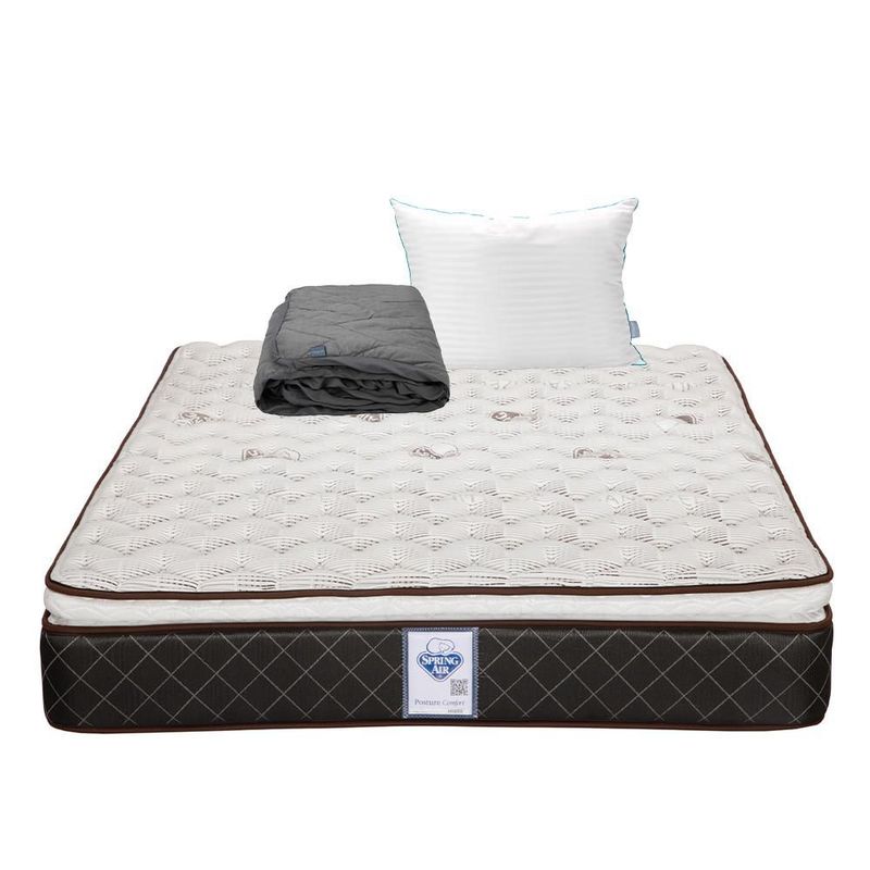 Colchón King Size Spring Air Minesota Café+ Almohada Royal+ Protector Lux RGH