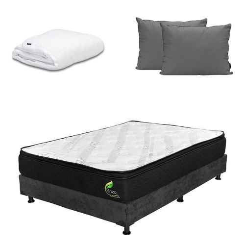 Colchón Matrimonial Restonic Enzo Gris+ Box+ Almohada 2Pack+ Protector Cloud CDZ