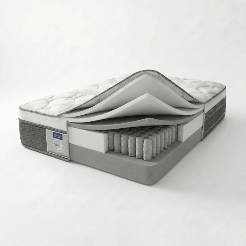 Colchón Queen Size Restonic Mooncare con 2 Almohadas Hipoalergénicas Standar