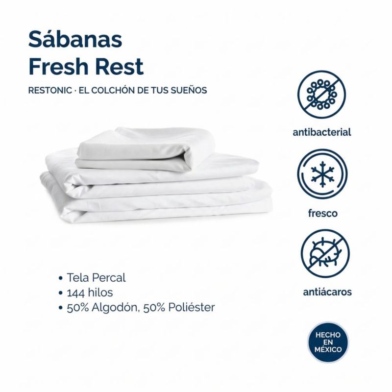 Colchón Individual Restonic Ortopédico Ultra Confort con 2 Almohadas Hipoalergénicas tamaño Standar y Juego de Sabanas