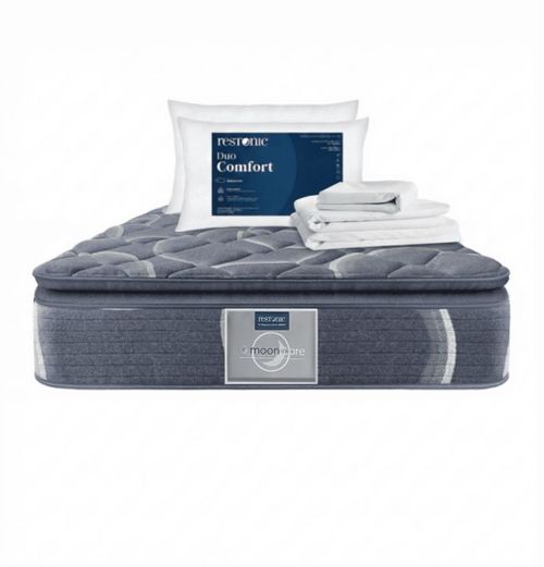Colchón Individual Restonic Ortopédico Ultra Confort con 2 Almohadas Hipoalergénicas tamaño Standar y Juego de Sabanas