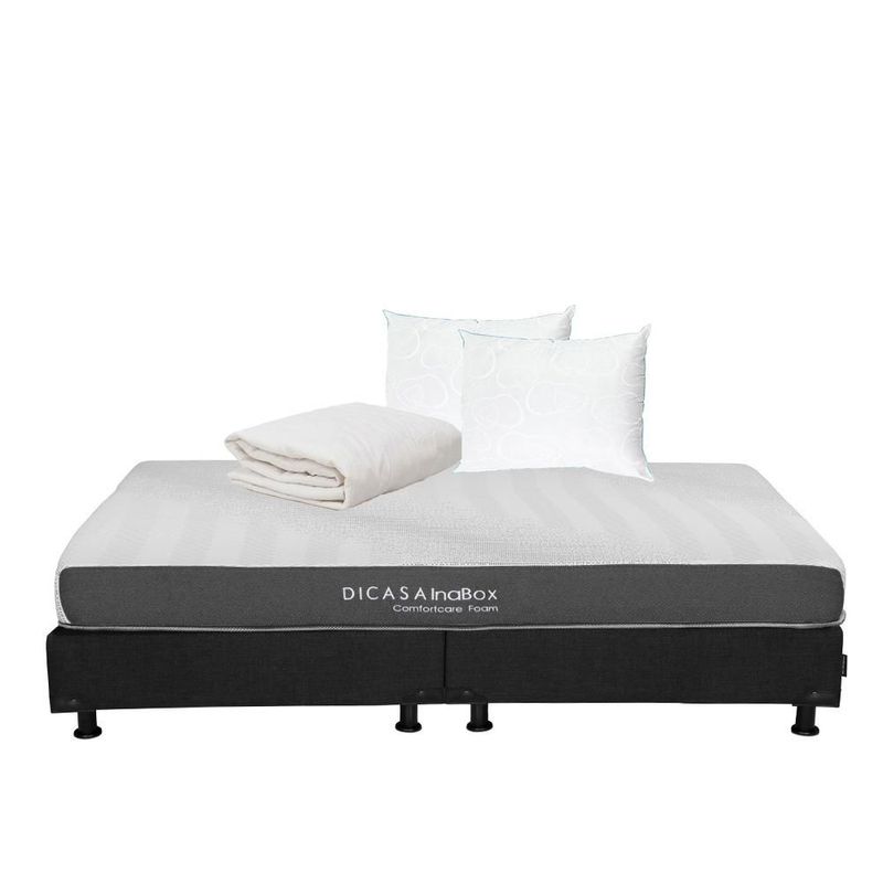 Colchon King Size Restonic DicasaInaBox Negro+ Box+ Almohada Oso 2+ Protector Ultra RGH
