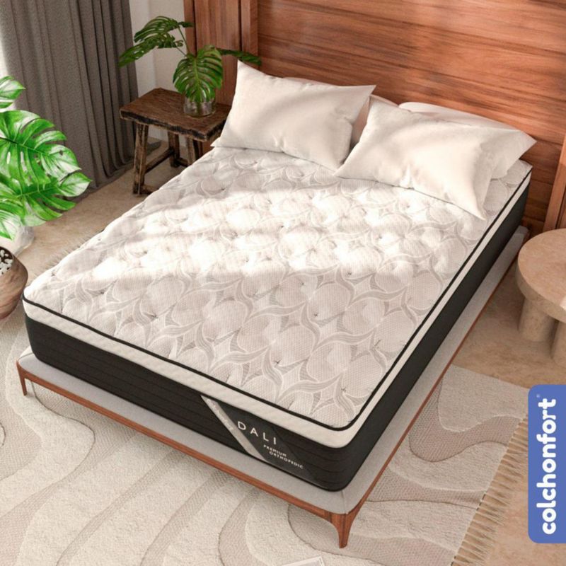 Colchón Colchonfort Dali Blanco con Negro Individual Ortopédico Semi Suave con Confort Estructural 33 cm