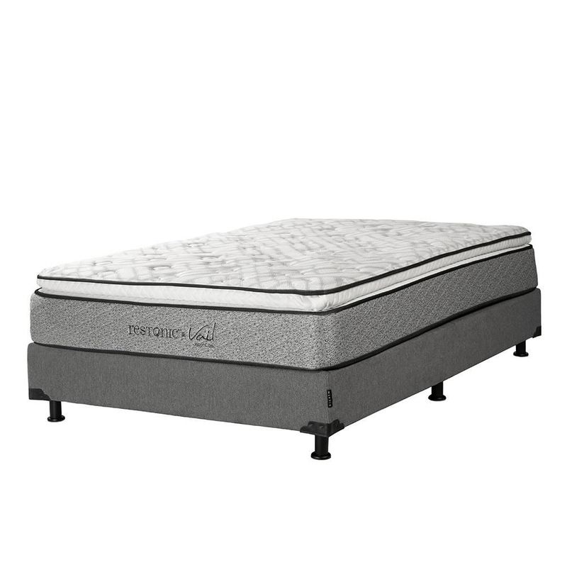 Colchon Individual Restonic Vail Gris+ Box+ Almohada One RGH