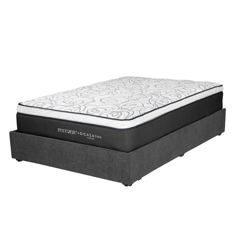 Colchón Matrimonial Restonic Trini Gris+ Base Cama RGH