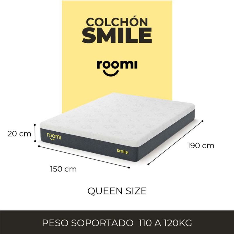 Colchón Queen Size ROOMI Smile con 2 Almohadas de Memory Foam