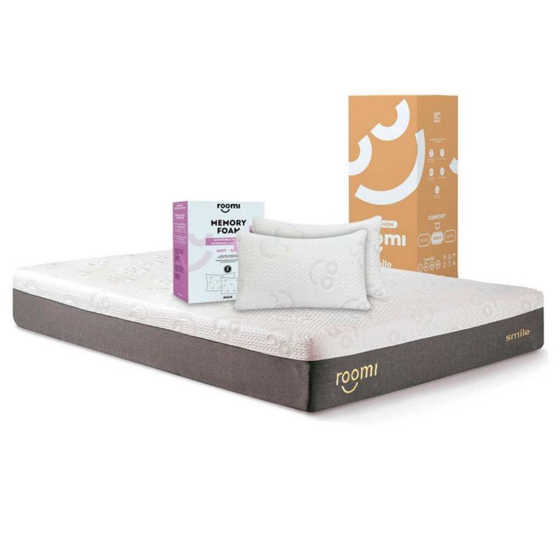 Colchón Queen Size ROOMI Smile con 2 Almohadas de Memory Foam