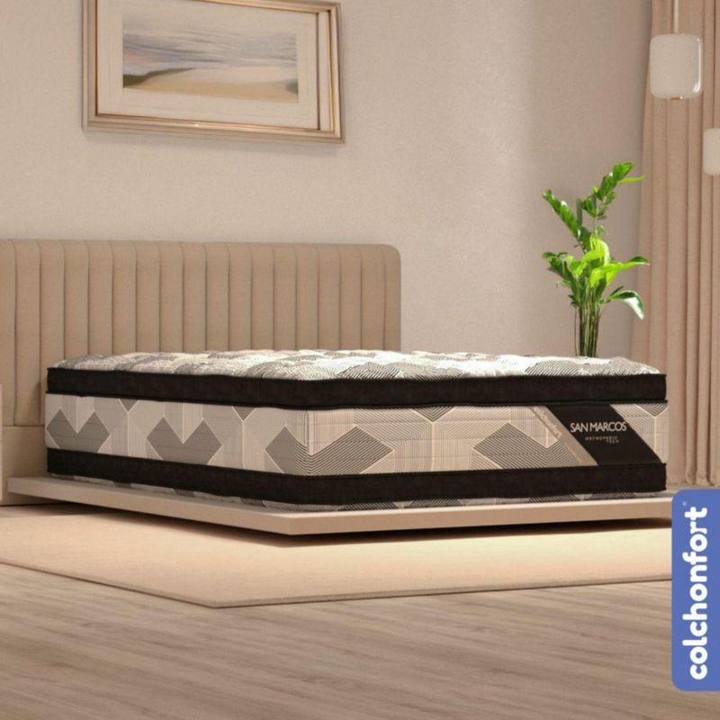 Colchón Colchonfort San Marcos Blanco con Negro Individual Acolchado Dual con Doble Pillow Top 33 cm