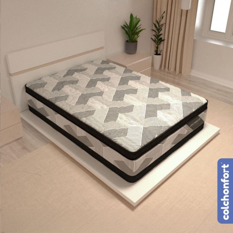 Colchón Colchonfort San Marcos Blanco con Negro Individual Acolchado Dual con Doble Pillow Top 33 cm