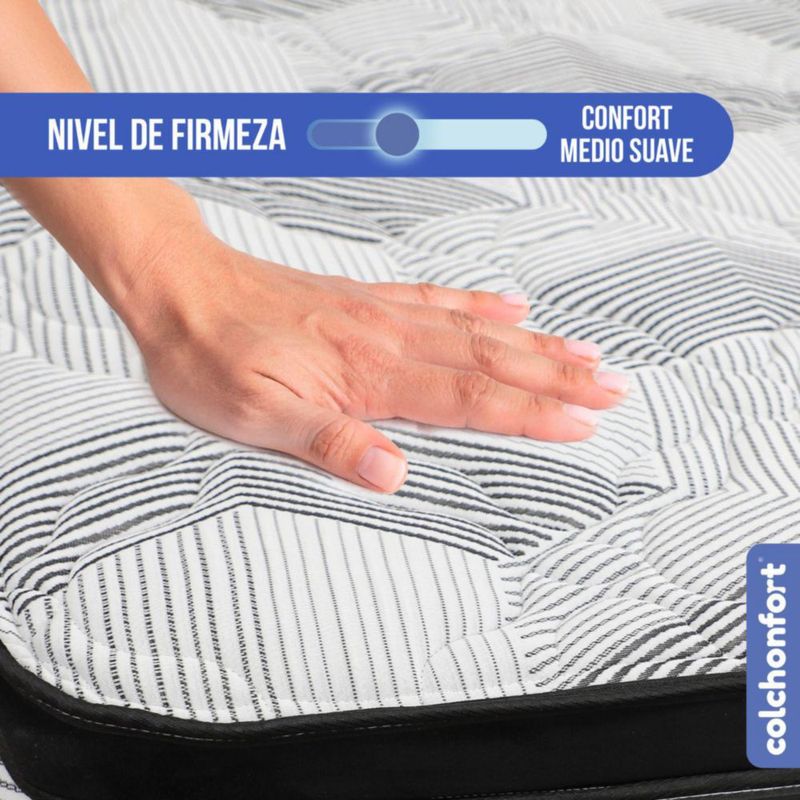 Colchón Colchonfort San Marcos Blanco con Negro Individual Acolchado Dual con Doble Pillow Top 33 cm