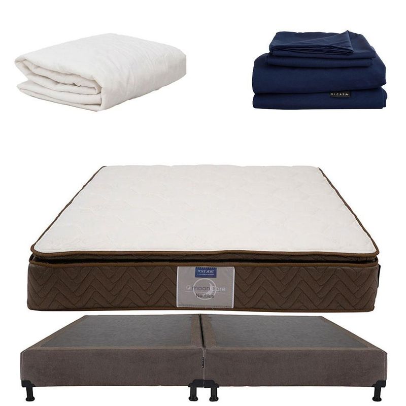 Colchon King Size Restonic Nautilus Cafe+ Box+ Protector Ultra+ Sabanas Softy RGH