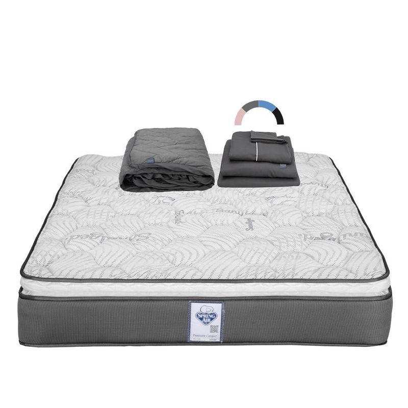 Colchón Queen Size Spring Air Prestige Gris+ Protector Lux+ Sabanas Royal RGH