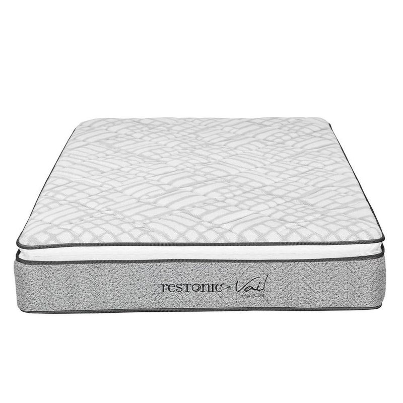 Colchon Matrimonial Restonic Vail Gris+ Almohada One+ Protector Ultra+ Sabanas Softy+ Edredon Homy CDZ