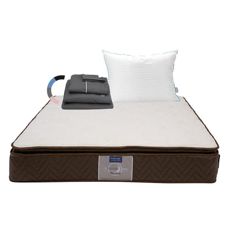 Colchón King Size Restonic Nautilus Negro+ Almohada Royal+ Sábanas Royal RGH