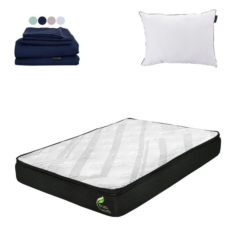 Colchón King Size Restonic Enzo Gris+ Almohada One+ Sabanas Softy CDZ