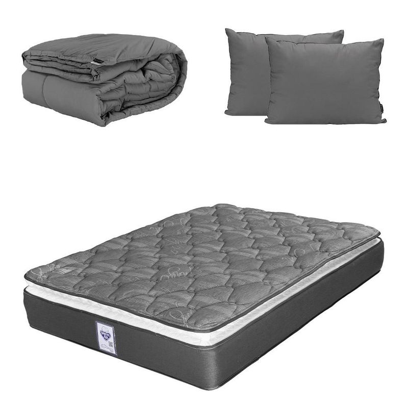 Colchón King Size Spring Air Aries Negro+ Almohada 2Pack+ Edredón Homy CDZ