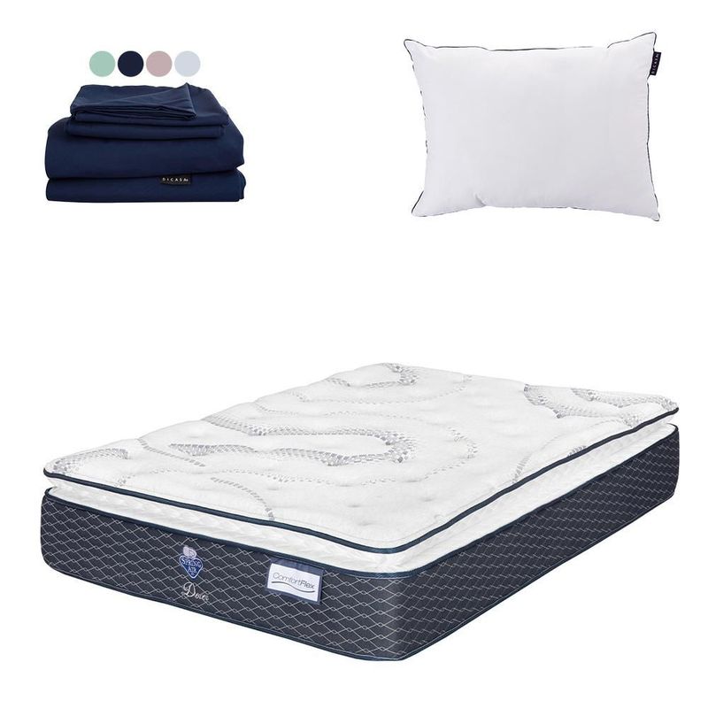 Colchon King Size Spring Air Dover Azul+ Almohada One+ Sabanas Softy CDZ