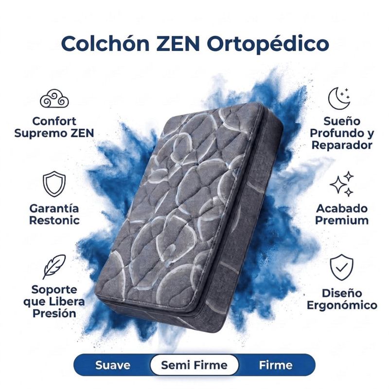 Colchón Individual Restonic Ortopédico Ultra Confort con 2 Almohadas Hipoalergénicas Standar