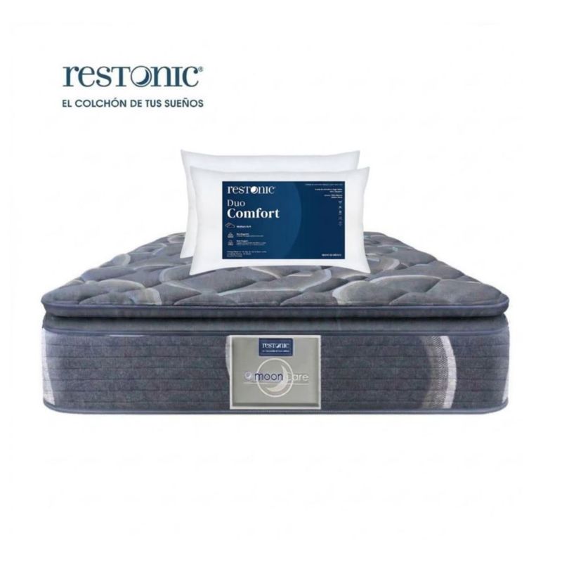 Colchón Individual Restonic Ortopédico Ultra Confort con 2 Almohadas Hipoalergénicas Standar