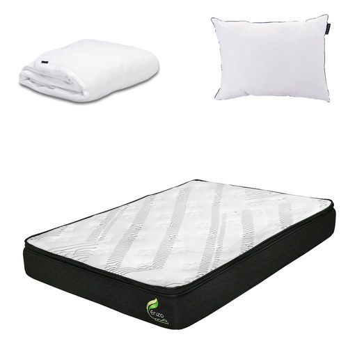 Colchón King Size Restonic Enzo Gris+ Almohada One+ Protector Cloud CDZ