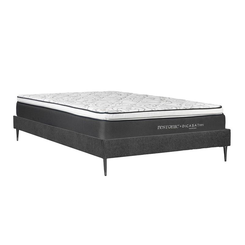 Colchon Matrimonial Restonic Trini Gris+ Base Cama Slim RGH