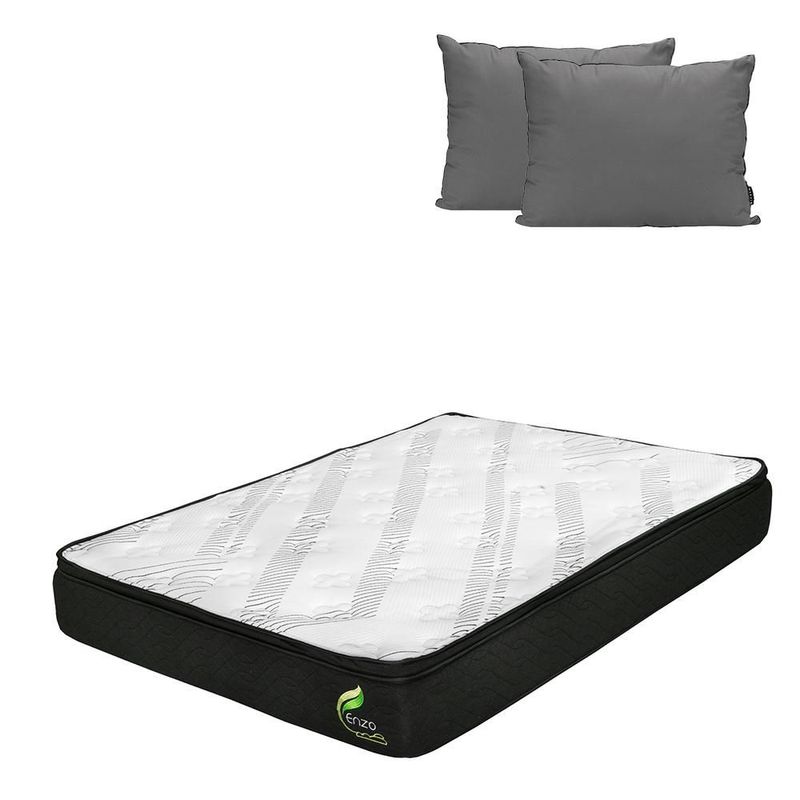 Colchón Queen Size Restonic Enzo Gris+ Almohada 2Pack CDZ