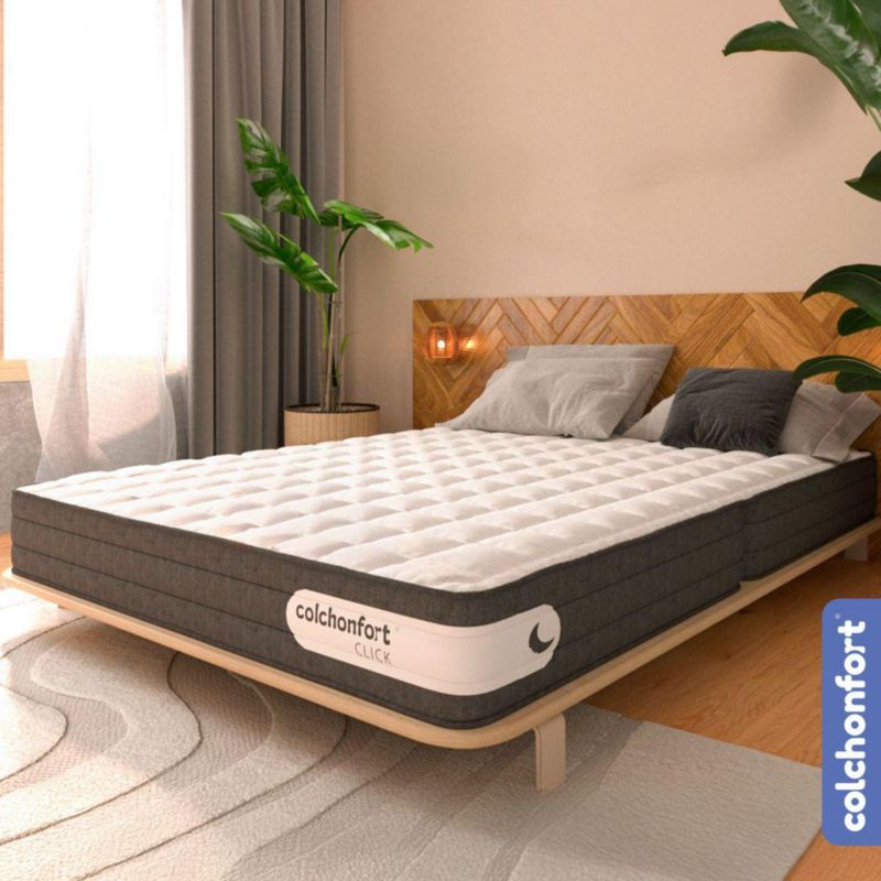 Colchón Colchonfort Click Blanco con Gris Individual Ortopédico Plegable con Foam High Resilience