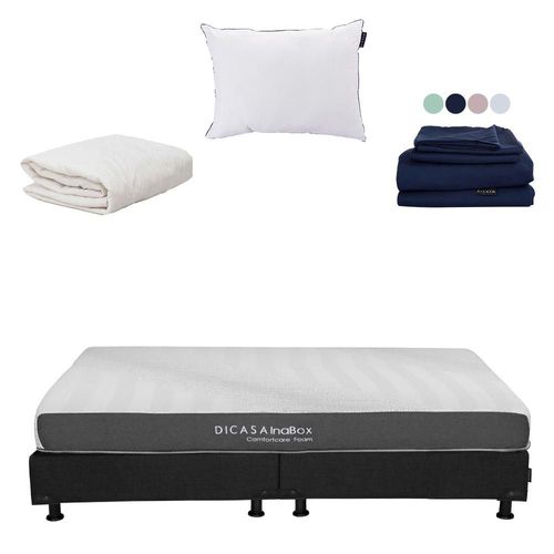 Colchon King Size Restonic DicasaInaBox Negro+ Box+ Almohada One+ Protector Ultra+ Sabanas Softy RGH