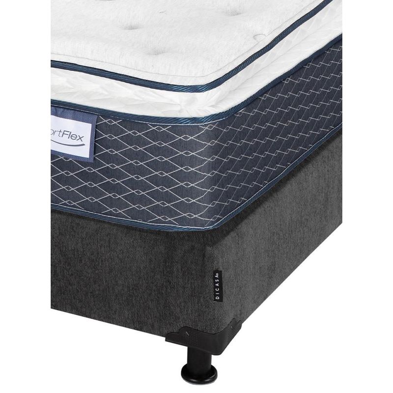 Colchón Matrimonial Spring Air Dover Gris Carbón+ Box+ Almohada Royal Twin+ Edredón Homy RGH