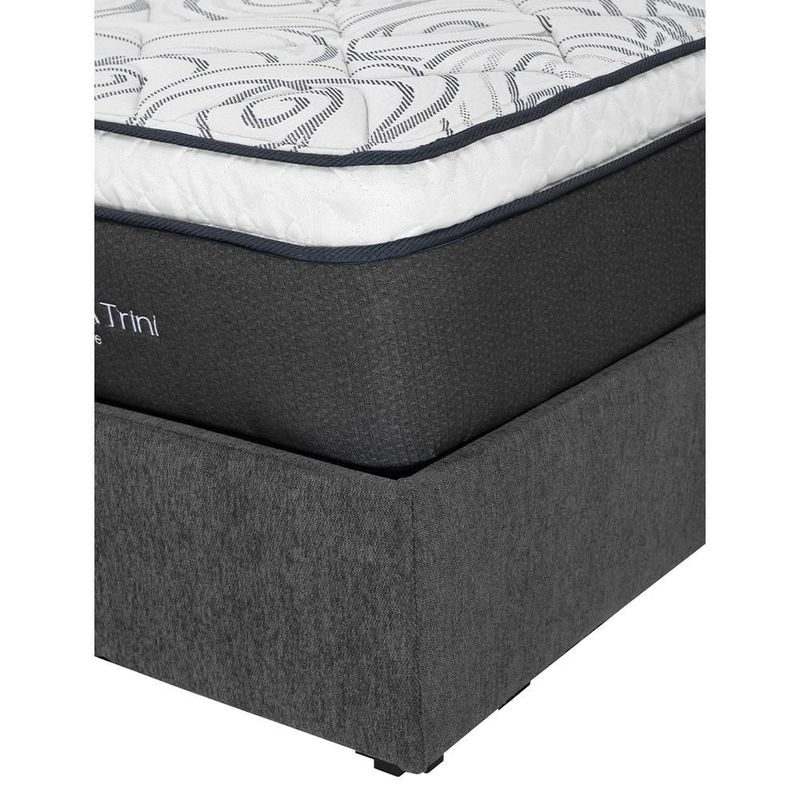 Colchón King Size Restonic Trini Gris+ Base Cama+ Almohada One+ Protector Cloud+ Sabanas Softy+ Edredon Homy RGH