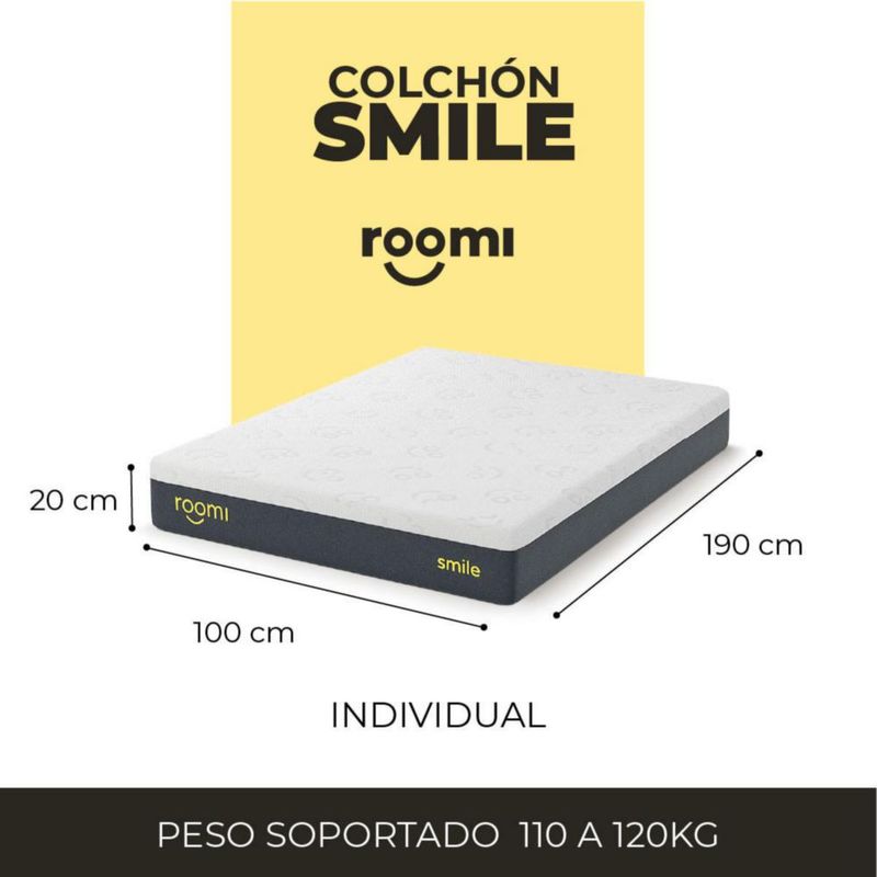 Colchón Individual Roomi Smile Más 1 Almohada de Memory Foam Gratis