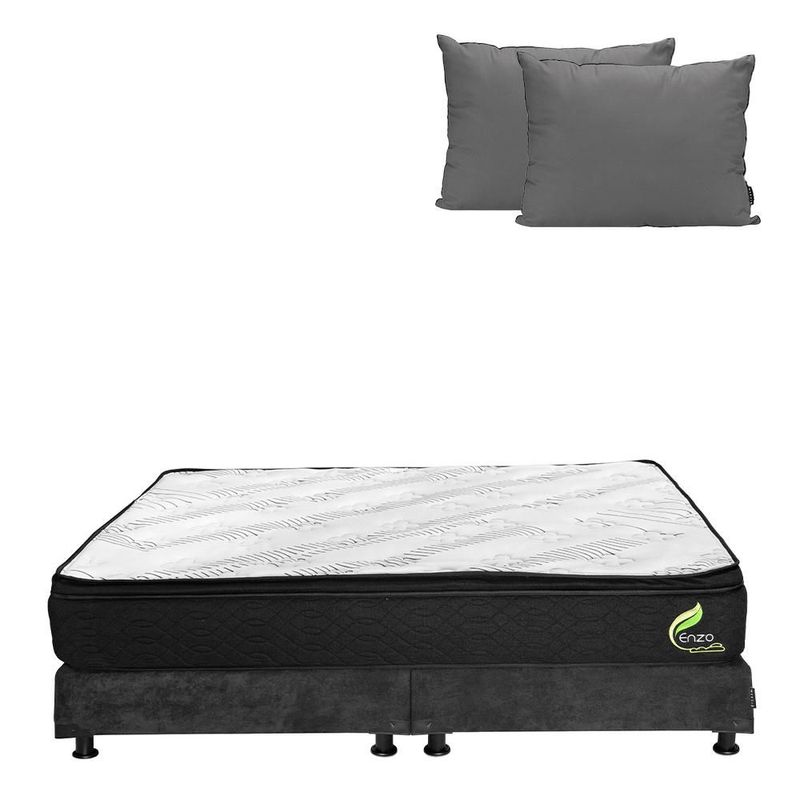 Colchón King Size Restonic Enzo Gris+ Box+ Almohada 2Pack CDZ