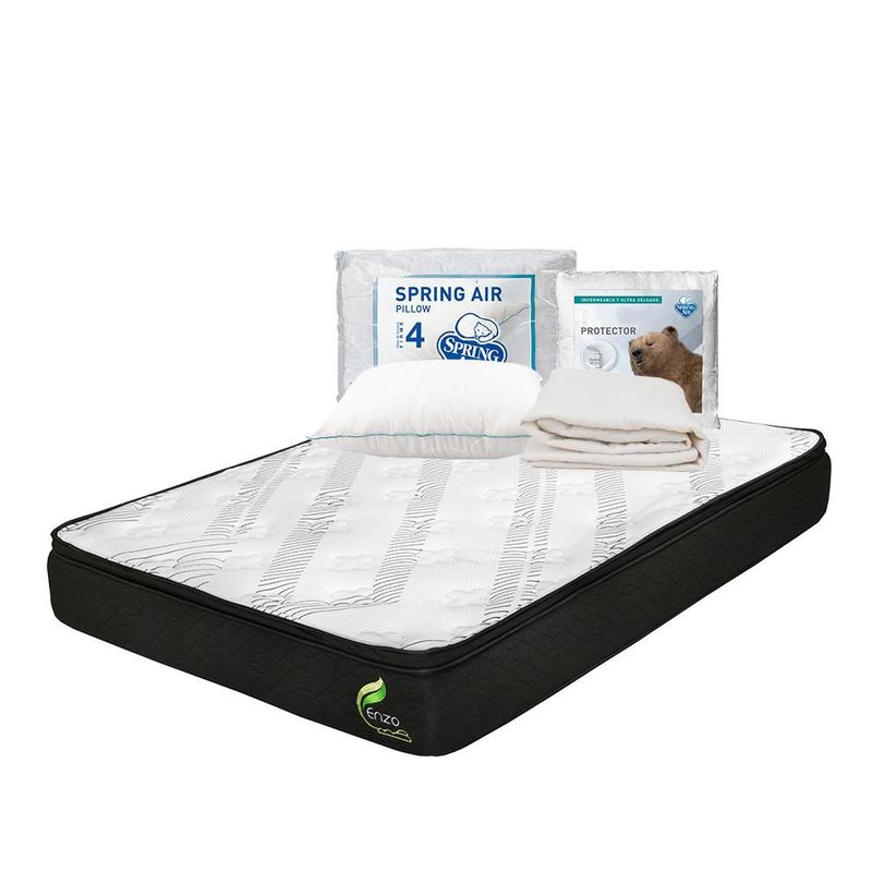 Colchón Queen Size Restonic Enzo + Almohada Osos + Protector de colchón Ultra TRY