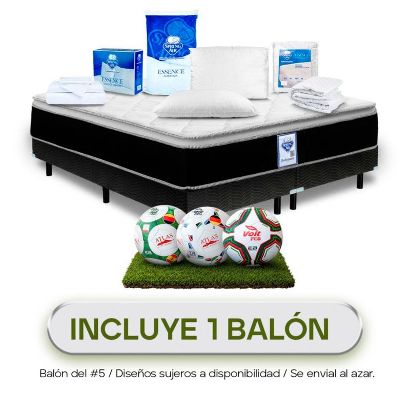 Colchón Con Box King Size Spring Air Kunis + Almohadas Peach Feel + Protector + Sabanas Blancas
