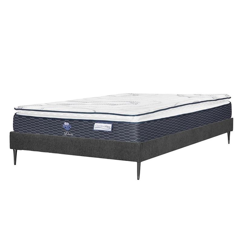 Colchon Matrimonial Spring Air Dover Gris+ Base Cama Slim RGH