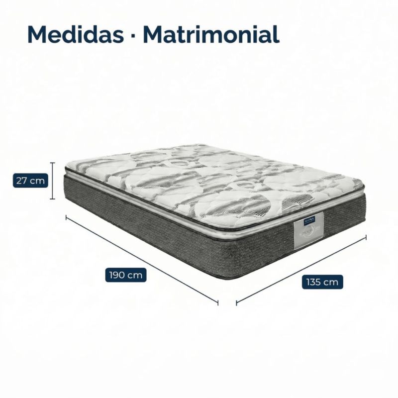 Colchón Matrimonial Restonic Ortopédico Anti-estrés Con 2 Almohadas Hipoalergénicas Standar