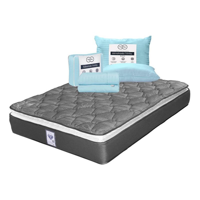 Colchón King Size Spring Air Aries Negro+ Almohada Trinity+ Sabanas Trinity TRY