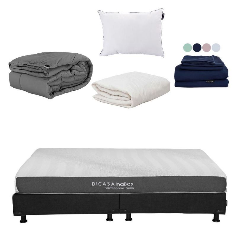 Colchon King Size Restonic DicasaInaBox Negro+ Box+ Almohada One+ Protector Ultra+ Sabanas Softy+ Edredon Homy RGH