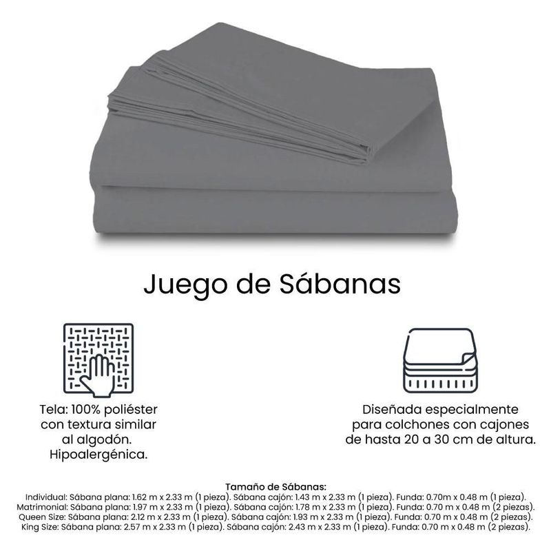 Colchón Matrimonial Spring Air Premier + Box Gris + Sábanas Basic TRY