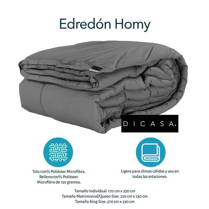 Colchon Restonic Trini Gris Matrimonial+ Box+ Almohada 2Pack+ Edredon Homy CZD
