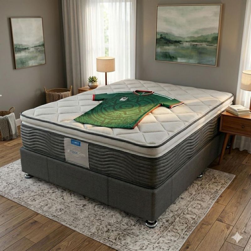 Colchón Restonic King Size Premium + Base Box + Playera Mundialista
