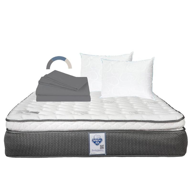 Colchon Matrimonial Spring Air Phantom Negro+ Almohada Oso 2+ Sabanas Basic RGH