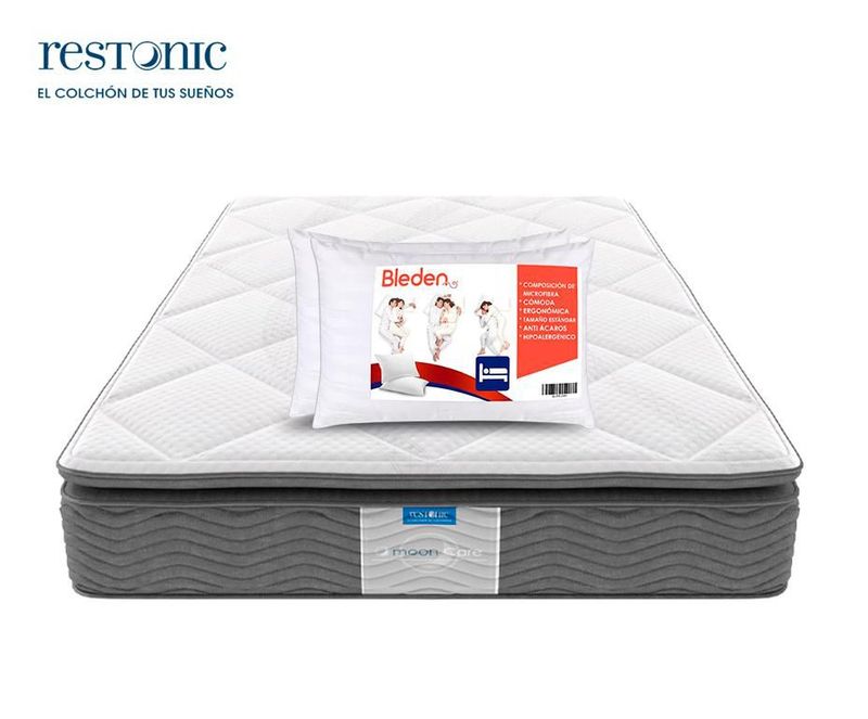 Colchón Individual Restonic Mega Confort Ortopédico con 2 Almohadas Standar Hipoalergénicas