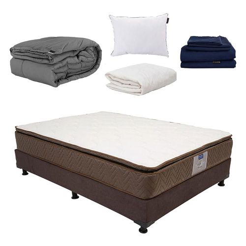 Colchon Restonic Nautilus Individual Negro+ Box+ Almohada One+ Protector Ultra+ Sabanas Softy+ Edredon Homy CDZ