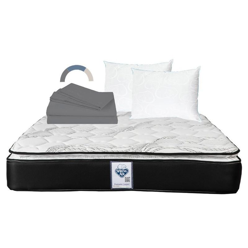 Colchon Matrimonial Spring Air Premier Negro+ Almohada Oso 2+ Sabanas Basic RGH