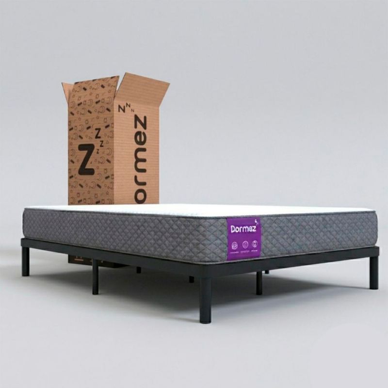 Colchon En Caja Individual Dormez 22 cm Altura + Base Negra Armable