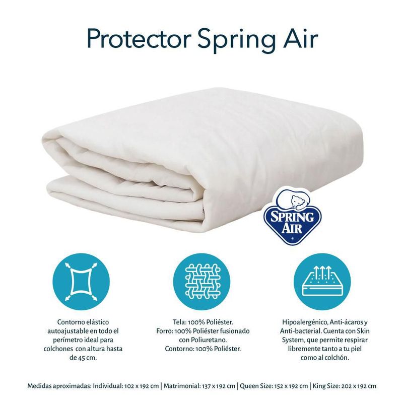 Colchón Matrimonial Spring Air Premier + Almohada Oso + Protector Ultra TRY