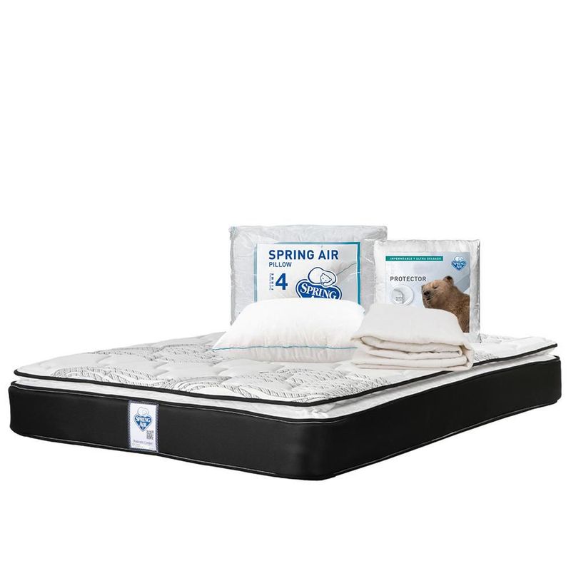 Colchón Matrimonial Spring Air Premier + Almohada Oso + Protector Ultra TRY