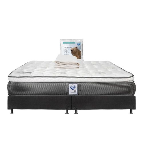 Colchón King Size Spring Air Phantom + Box Negro + Protector Ultra TRY