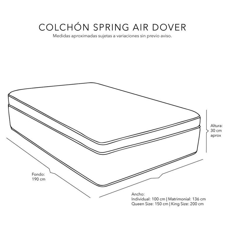 Colchon Dover Spring Air Matrimonial  Azul CDZ